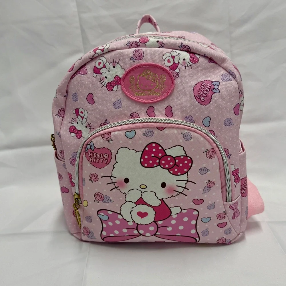 Hello Kitty Sanrio Pink Mini Backpack All Over Print Hearts Roses Kids Bag